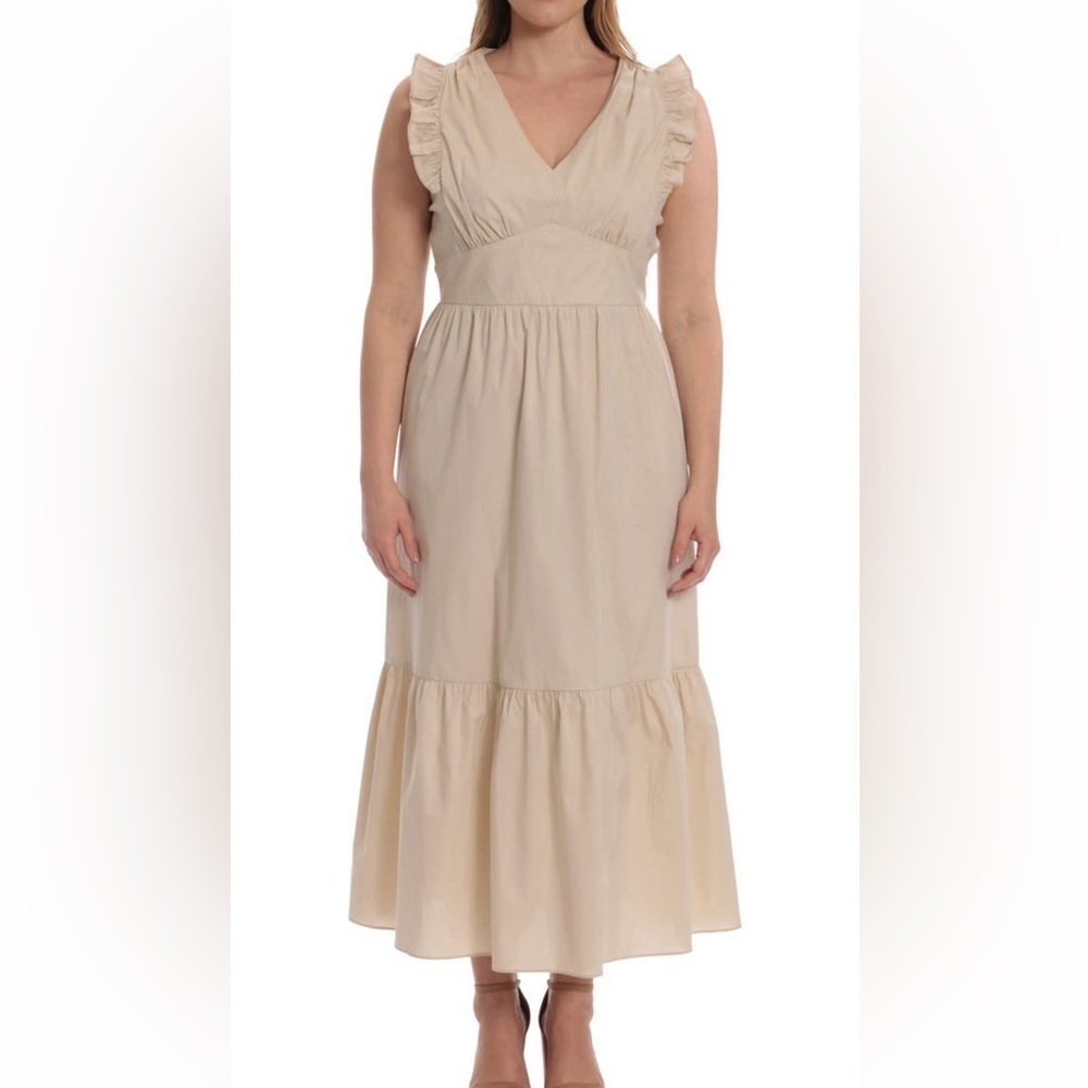 Maggy London Hawaii Ocean Tiered Ruffle Sleeve Maxi Dress!